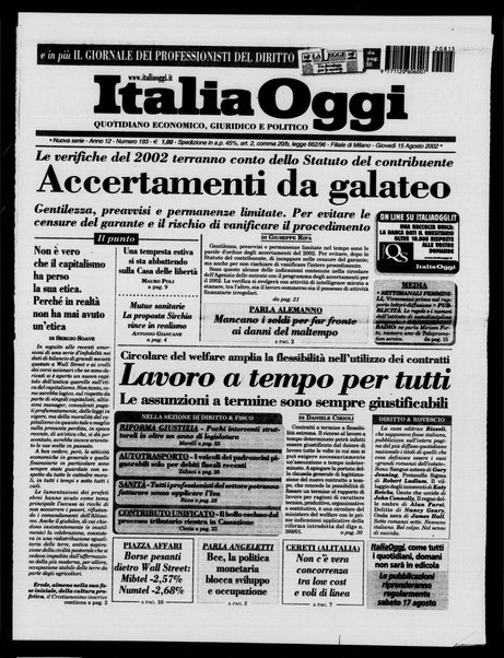 Italia oggi : quotidiano di economia finanza e politica